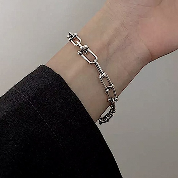 Sterling Silver U Link Necklace Bracelet Earrings Ring Matching Set - Picture 10 of 15